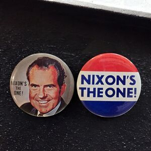 2 Nixon's The One Vintage Used 1968 Pinback Slogan Button Presidential Campaign